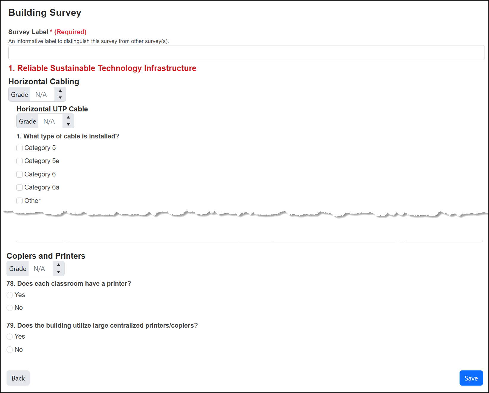Building survey page
