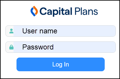 Capital Plans login page.