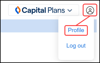 Capital Plans page with profile icon and Profile highlighted