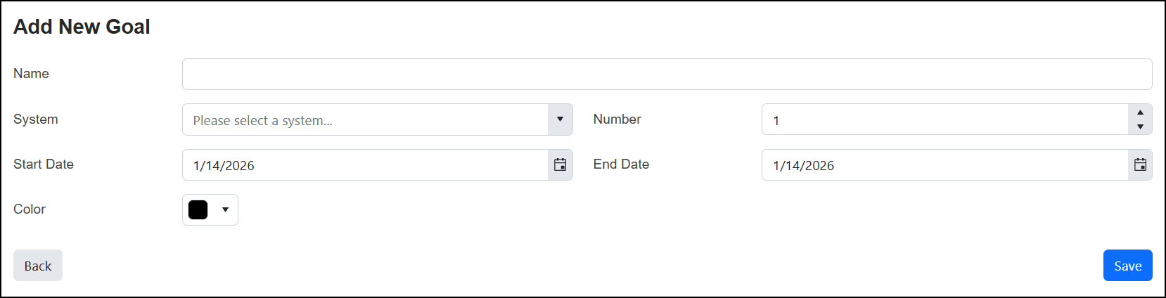 Add New Goal page.